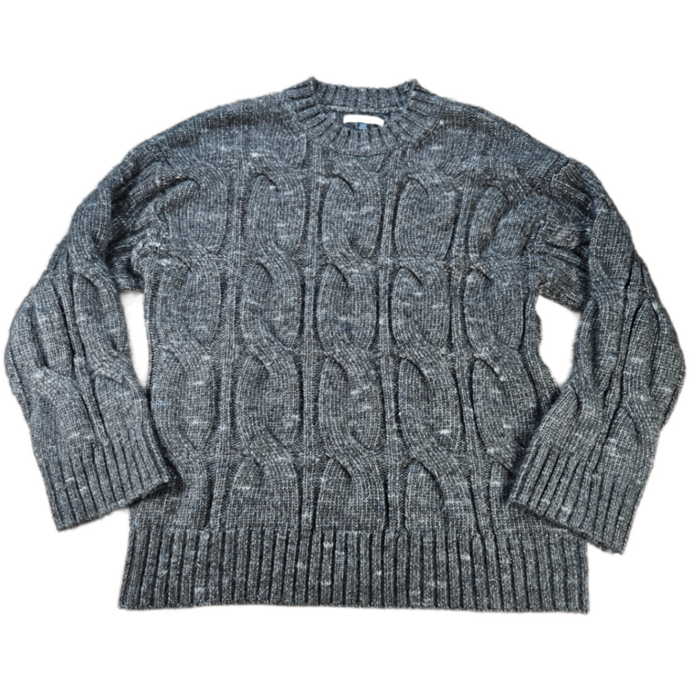 American Eagle Men's Heather Gray M Cable Knit Pullover Sweater